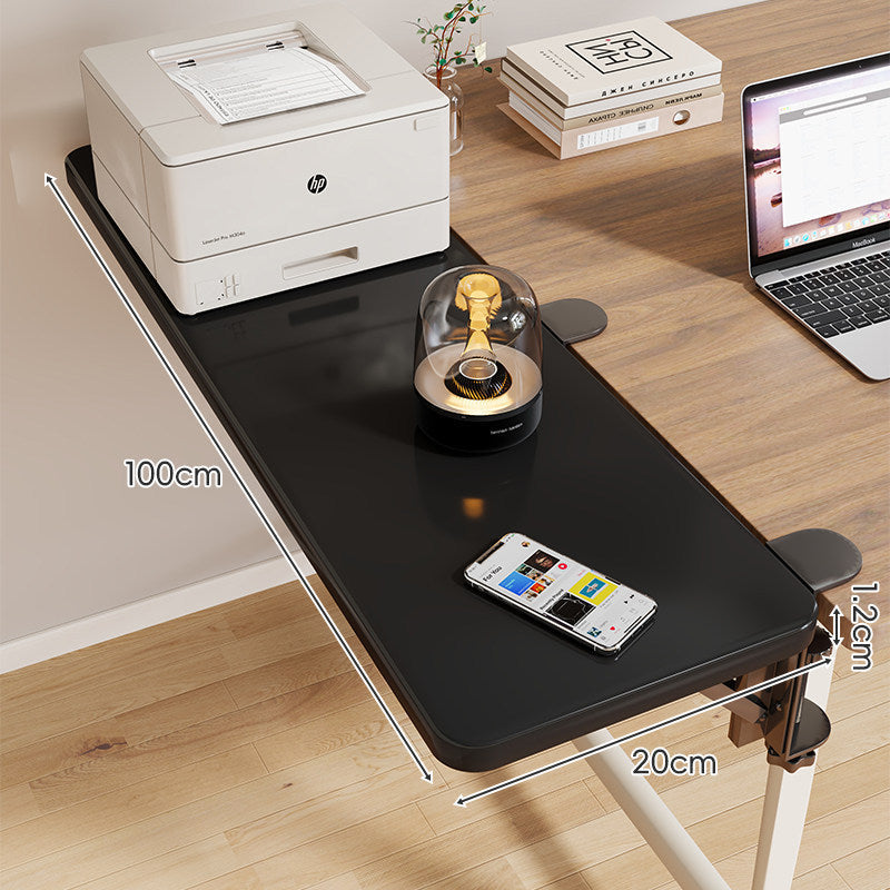 Clamp-On Adjustable Wooden Desk Side Shelf Extension, Foldable Bracket