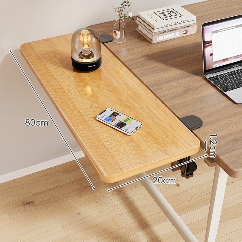 Clamp-On Adjustable Wooden Desk Side Shelf Extension, Foldable Bracket