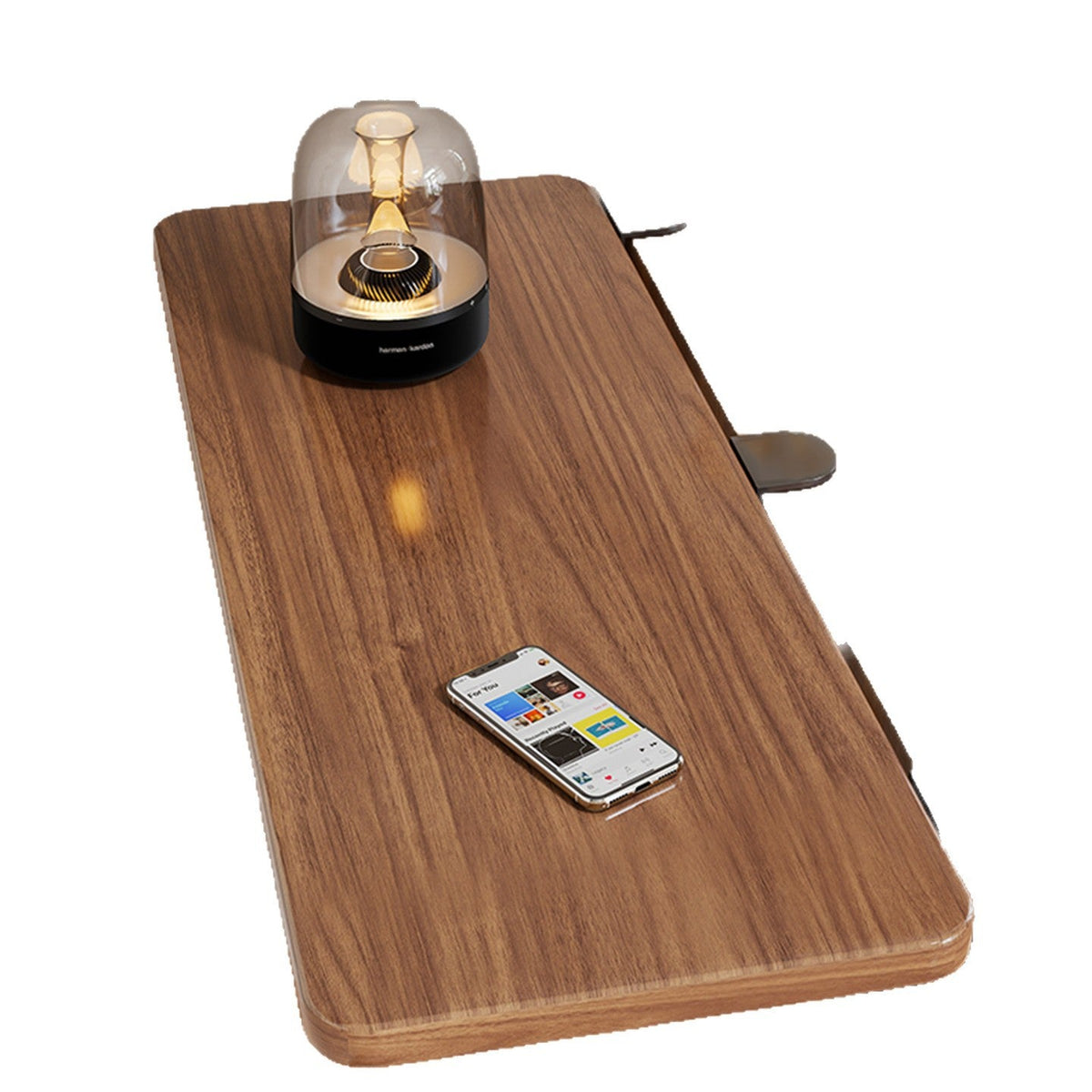 Clamp-On Adjustable Wooden Desk Side Shelf Extension, Foldable Bracket