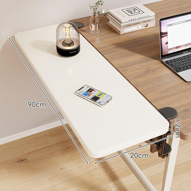 Clamp-On Adjustable Wooden Desk Side Shelf Extension, Foldable Bracket