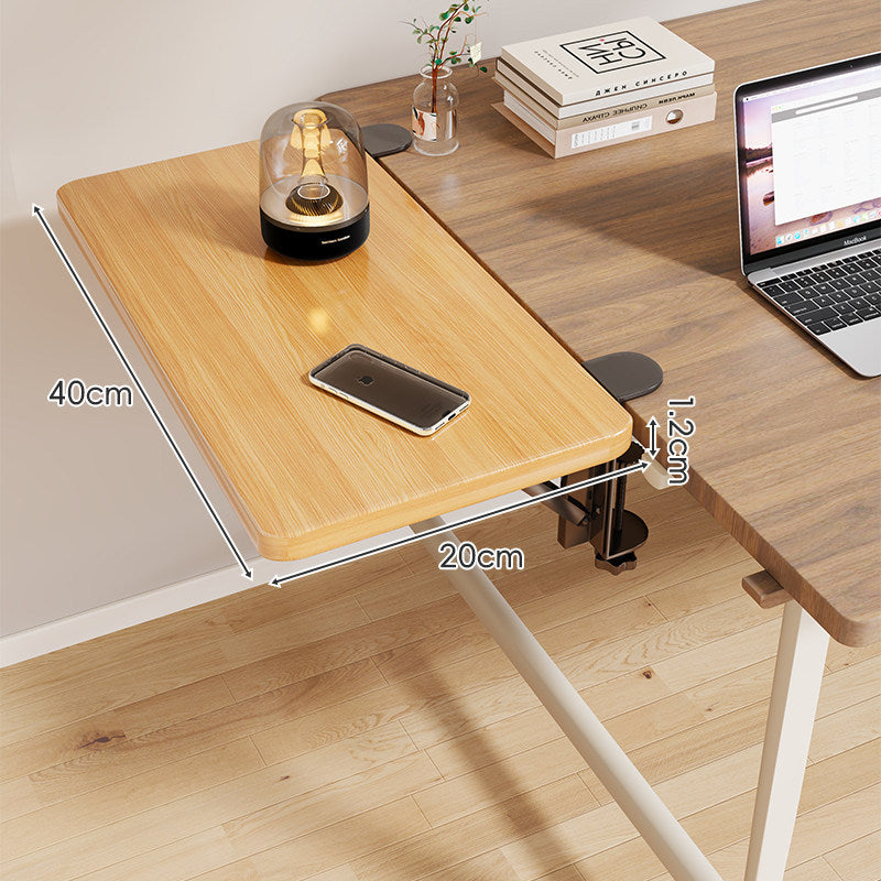 Clamp-On Adjustable Wooden Desk Side Shelf Extension, Foldable Bracket