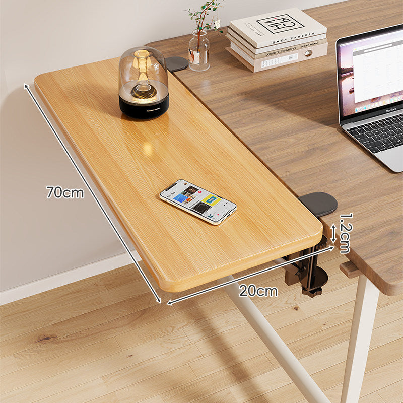 Clamp-On Adjustable Wooden Desk Side Shelf Extension, Foldable Bracket