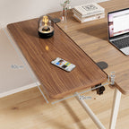 Clamp-On Adjustable Wooden Desk Side Shelf Extension, Foldable Bracket
