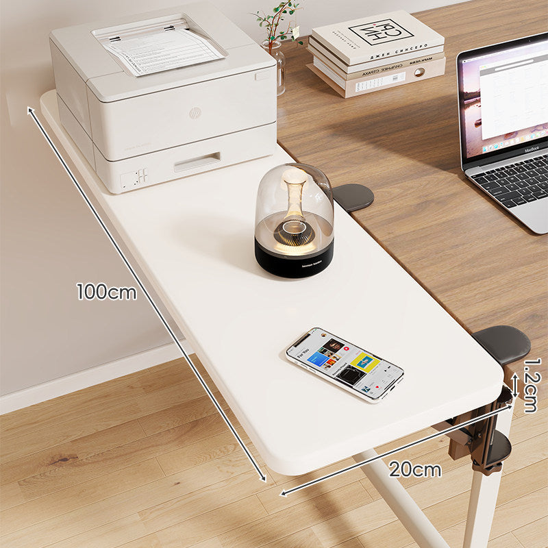 Clamp-On Adjustable Wooden Desk Side Shelf Extension, Foldable Bracket