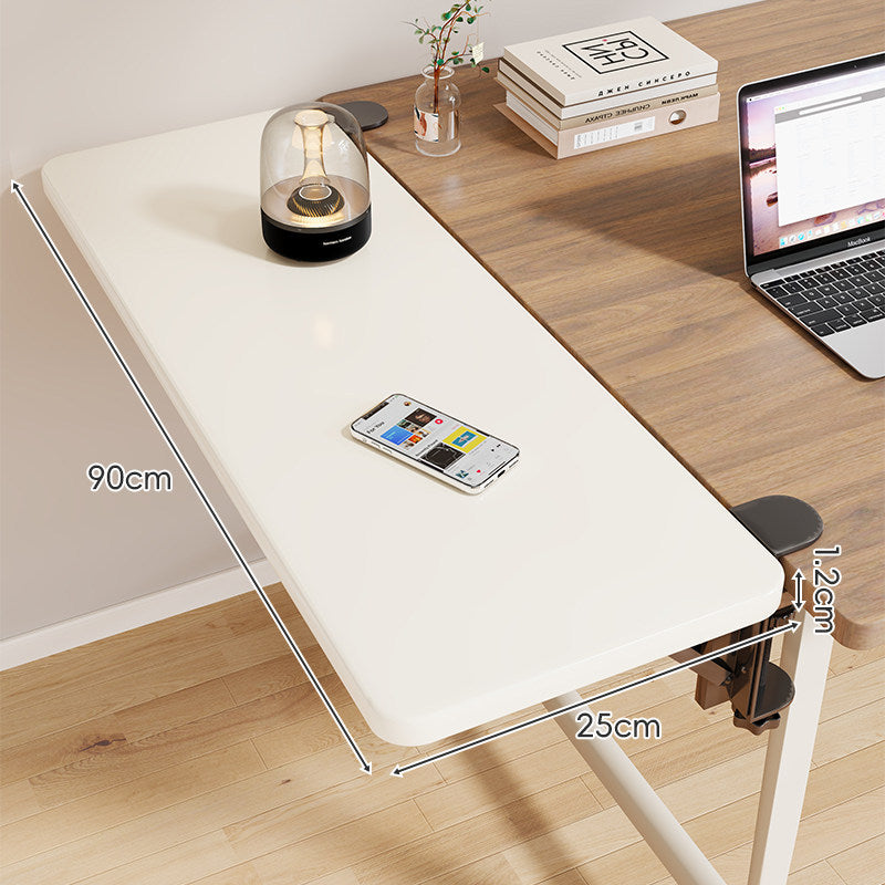 Clamp-On Adjustable Wooden Desk Side Shelf Extension, Foldable Bracket