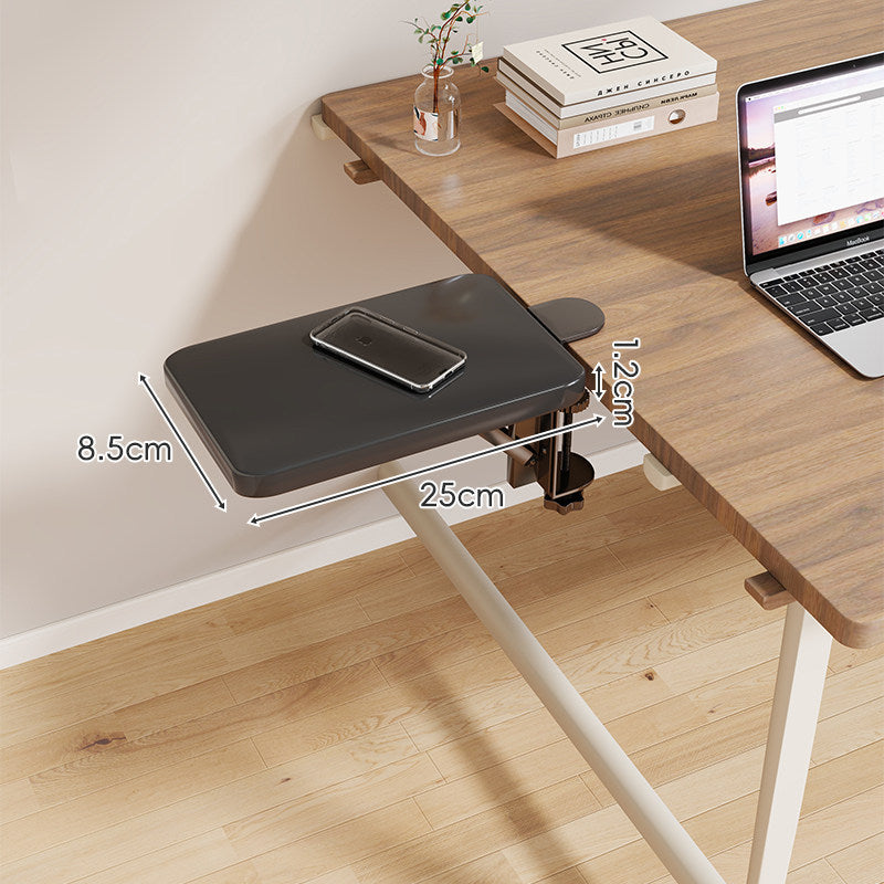 Clamp-On Adjustable Wooden Desk Side Shelf Extension, Foldable Bracket