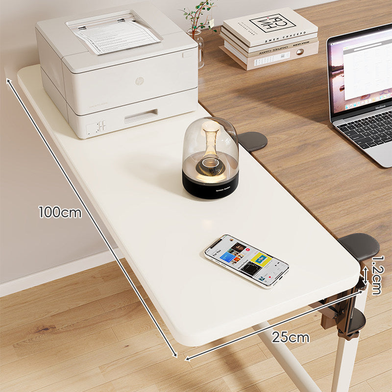 Clamp-On Adjustable Wooden Desk Side Shelf Extension, Foldable Bracket