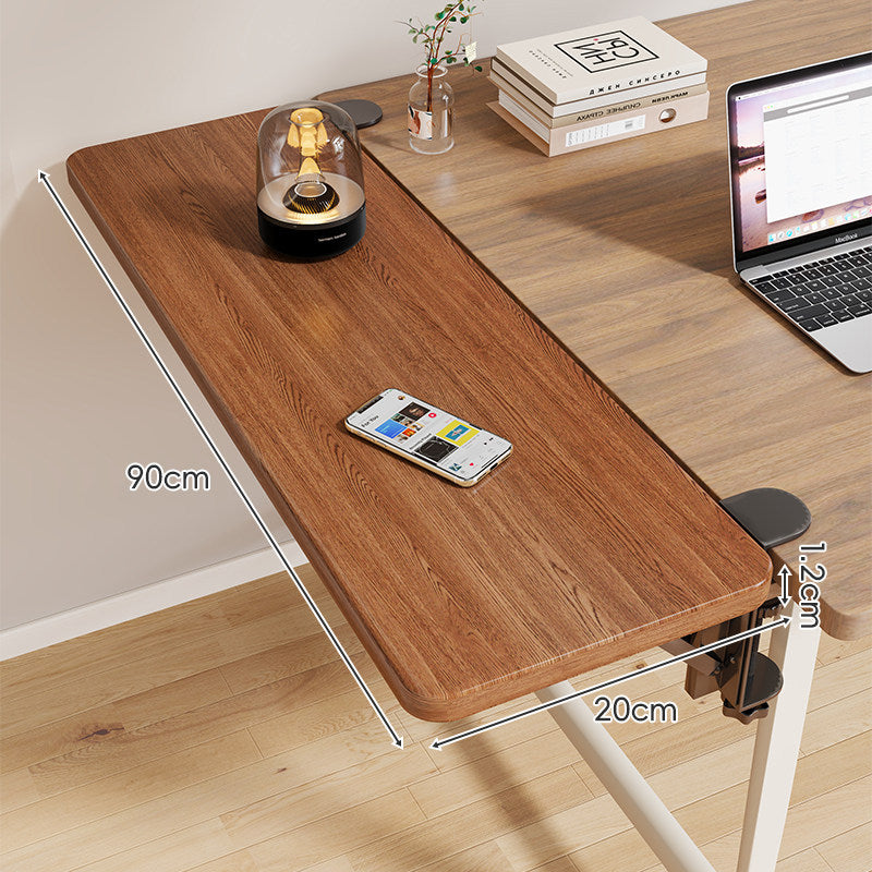 Clamp-On Adjustable Wooden Desk Side Shelf Extension, Foldable Bracket