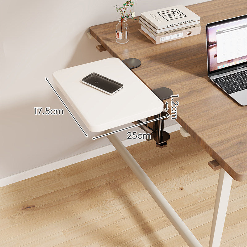 Clamp-On Adjustable Wooden Desk Side Shelf Extension, Foldable Bracket