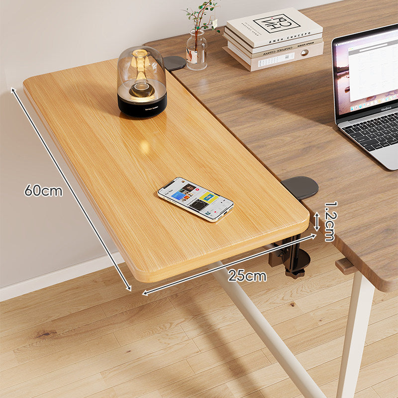 Clamp-On Adjustable Wooden Desk Side Shelf Extension, Foldable Bracket