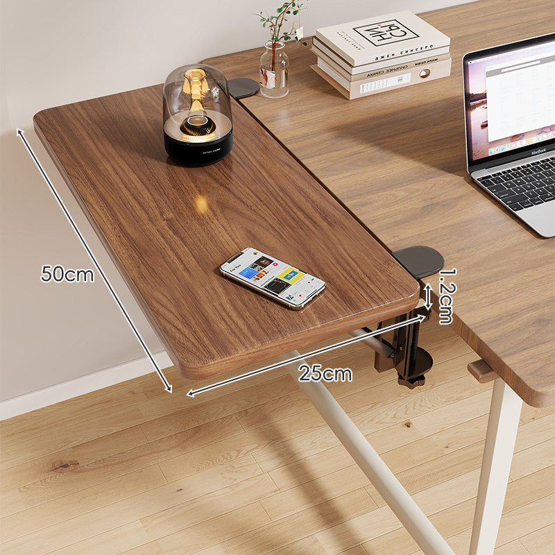 Clamp-On Adjustable Wooden Desk Side Shelf Extension, Foldable Bracket