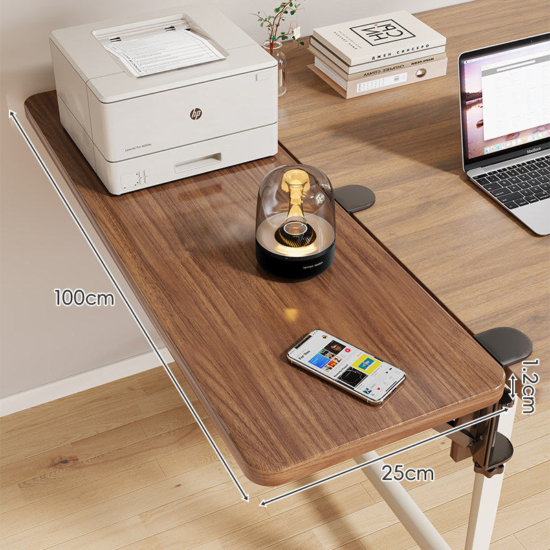 Clamp-On Adjustable Wooden Desk Side Shelf Extension, Foldable Bracket