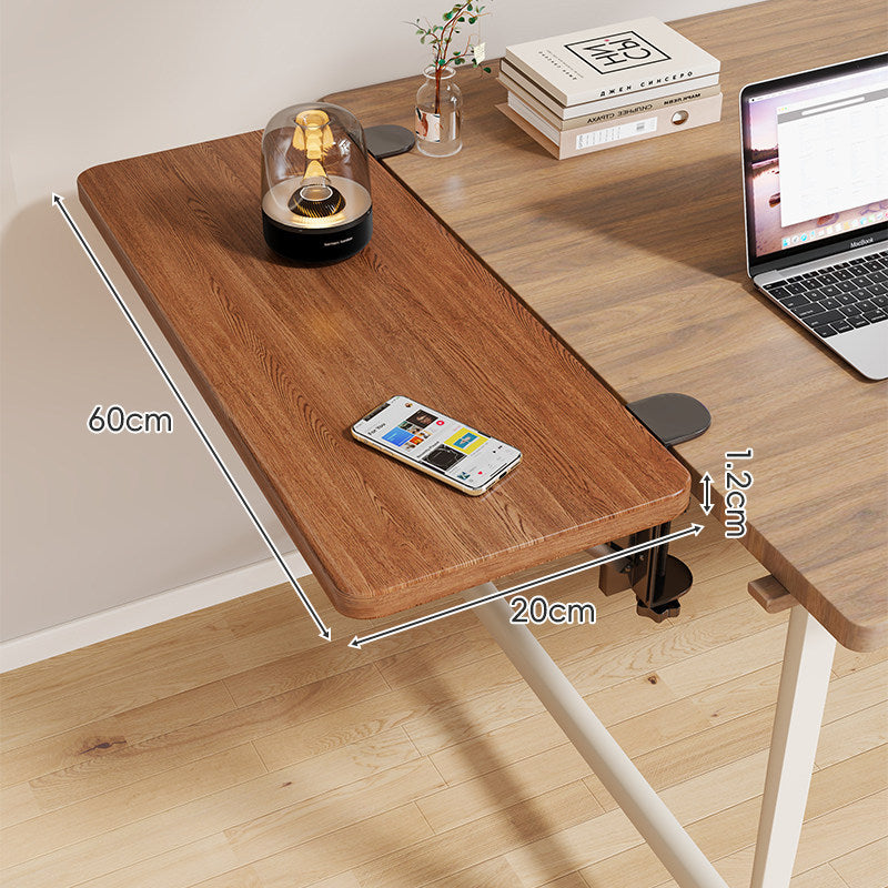 Clamp-On Adjustable Wooden Desk Side Shelf Extension, Foldable Bracket