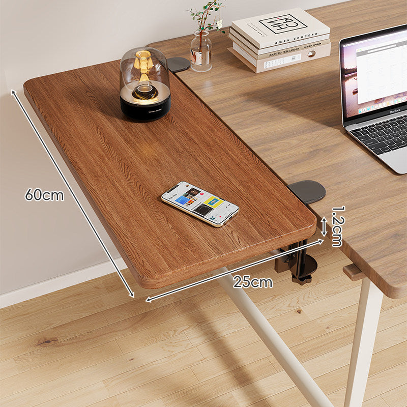 Clamp-On Adjustable Wooden Desk Side Shelf Extension, Foldable Bracket