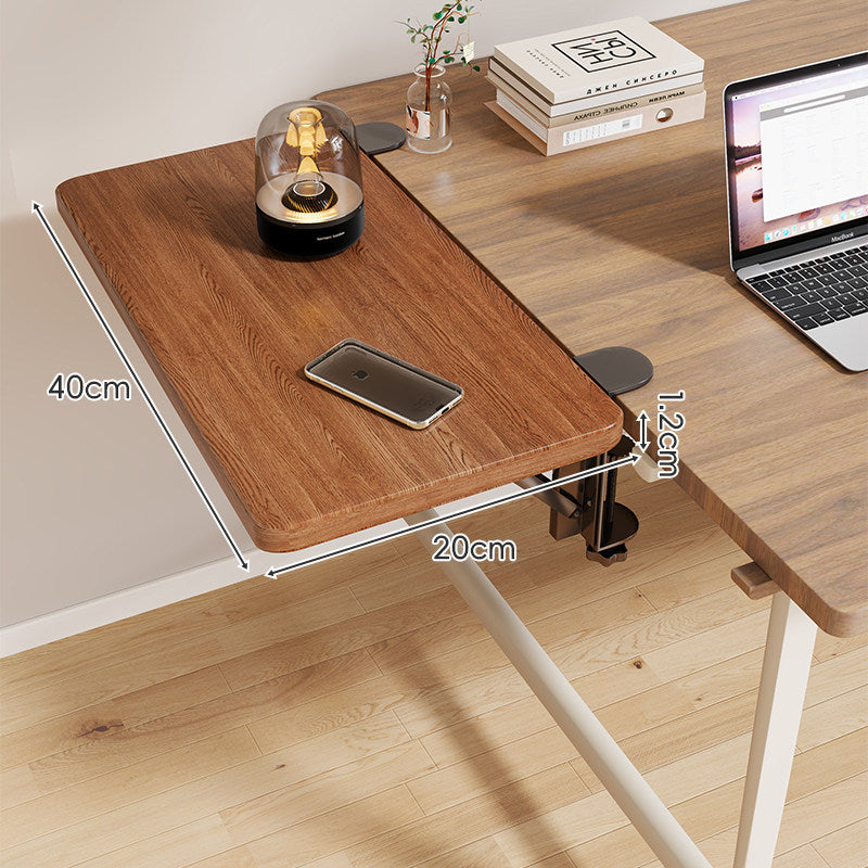 Clamp-On Adjustable Wooden Desk Side Shelf Extension, Foldable Bracket