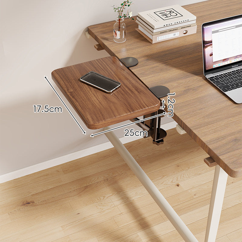 Clamp-On Adjustable Wooden Desk Side Shelf Extension, Foldable Bracket