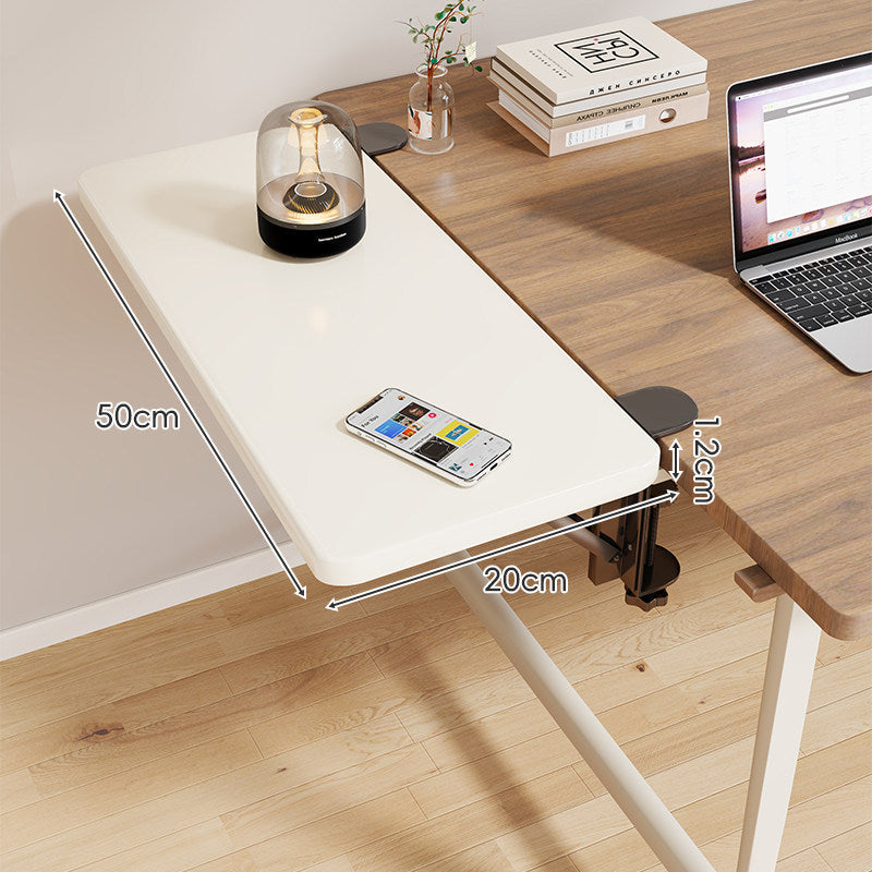 Clamp-On Adjustable Wooden Desk Side Shelf Extension, Foldable Bracket