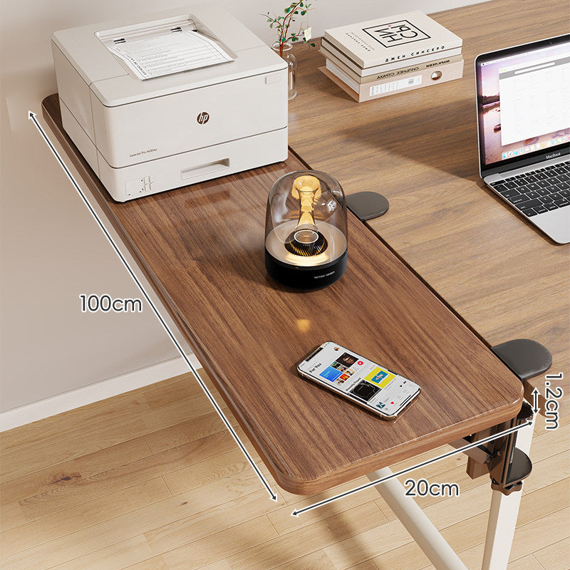 Clamp-On Adjustable Wooden Desk Side Shelf Extension, Foldable Bracket