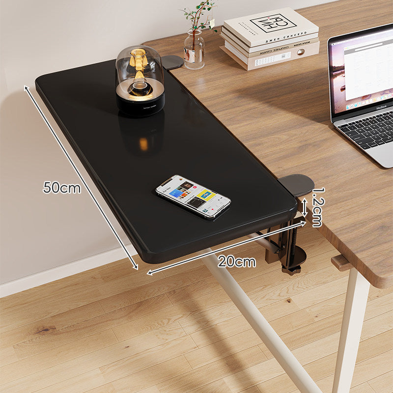 Clamp-On Adjustable Wooden Desk Side Shelf Extension, Foldable Bracket