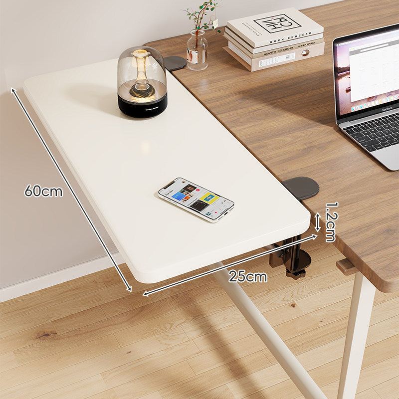 Clamp-On Adjustable Wooden Desk Side Shelf Extension, Foldable Bracket