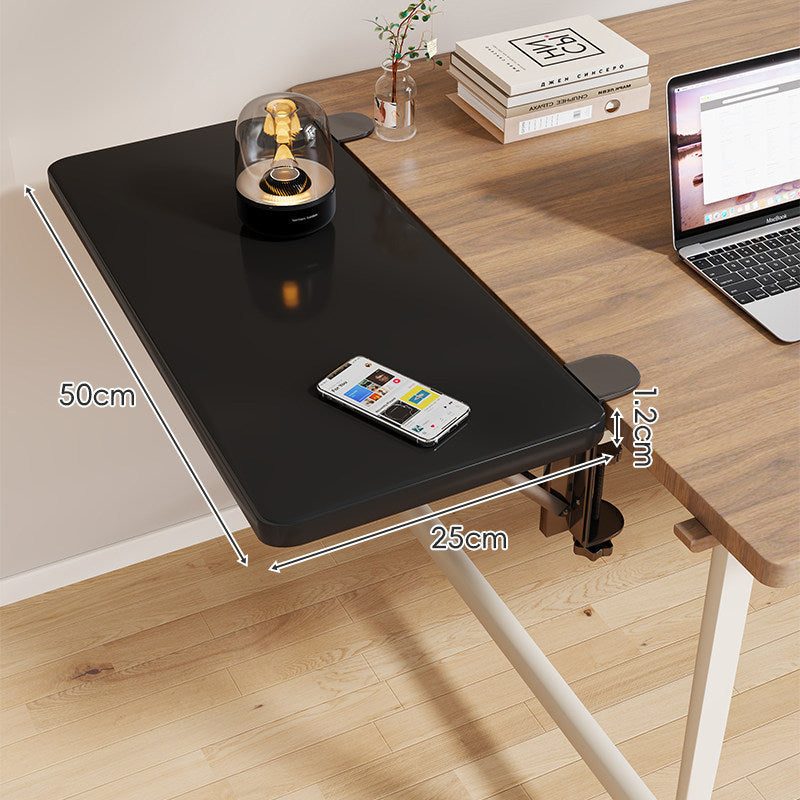 Clamp-On Adjustable Wooden Desk Side Shelf Extension, Foldable Bracket