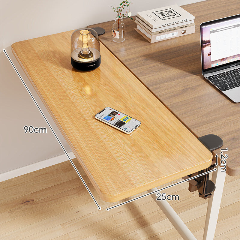 Clamp-On Adjustable Wooden Desk Side Shelf Extension, Foldable Bracket