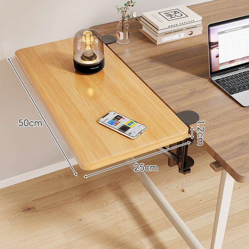Clamp-On Adjustable Wooden Desk Side Shelf Extension, Foldable Bracket
