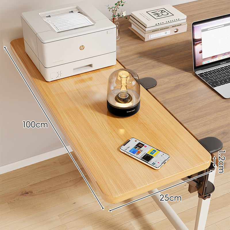 Clamp-On Adjustable Wooden Desk Side Shelf Extension, Foldable Bracket