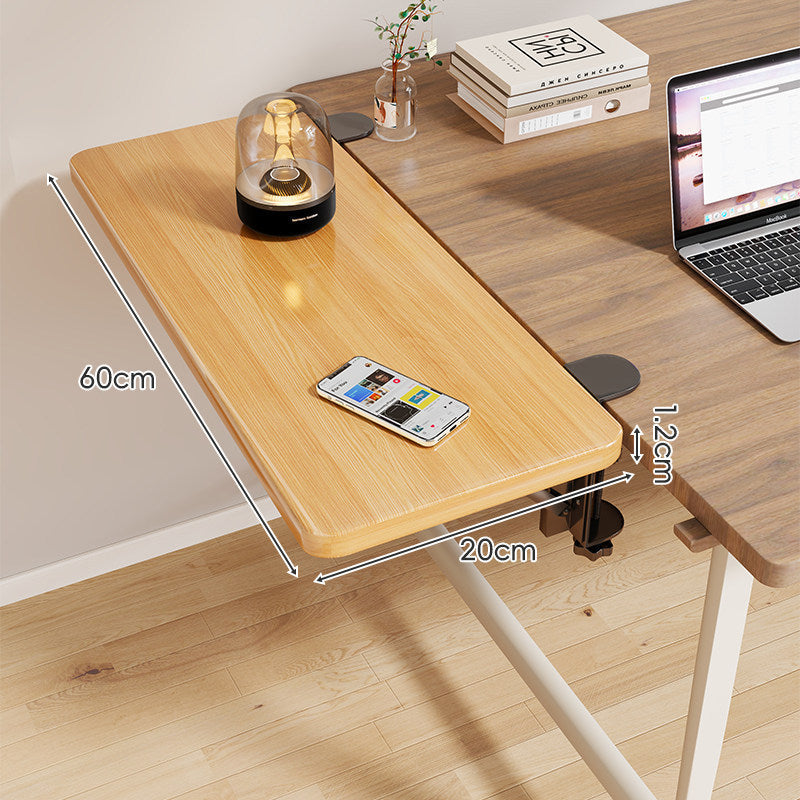Clamp-On Adjustable Wooden Desk Side Shelf Extension, Foldable Bracket