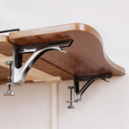 Clamp-On Adjustable Wooden Desk Side Shelf Extension, Foldable Bracket