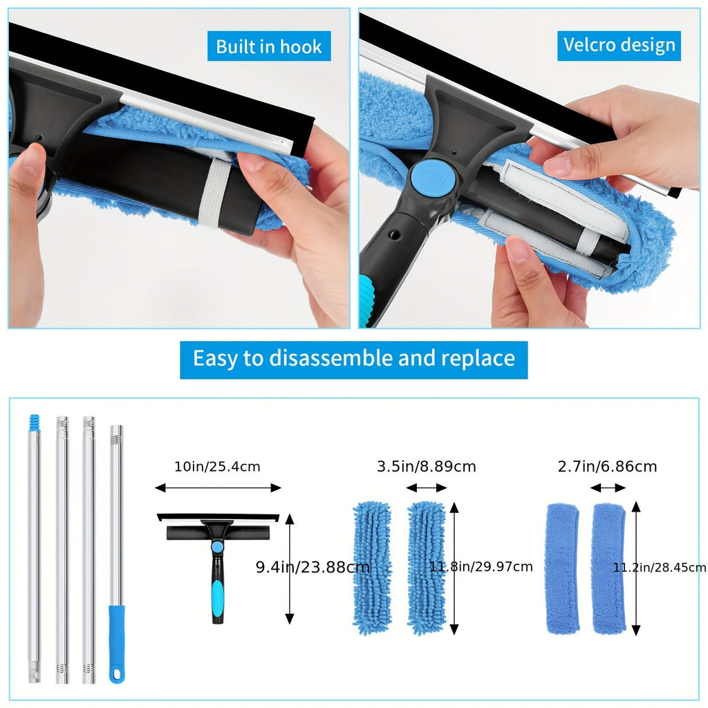 Telescopic Window and Glass Cleaner - 2-in-1 Squeegee, 182 cm Reach, view 3