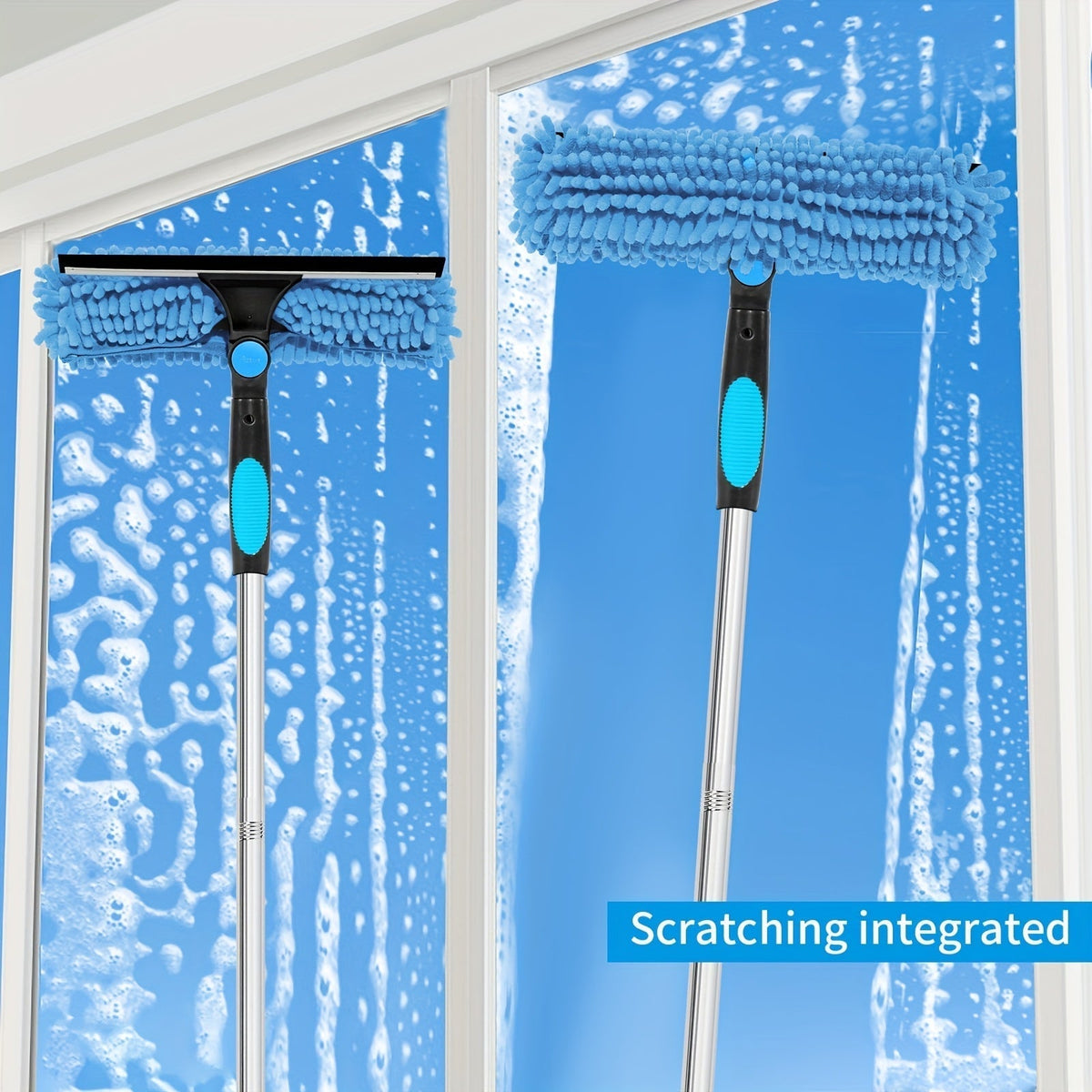 Telescopic Window and Glass Cleaner - 2-in-1 Squeegee, 182 cm Reach, view 4