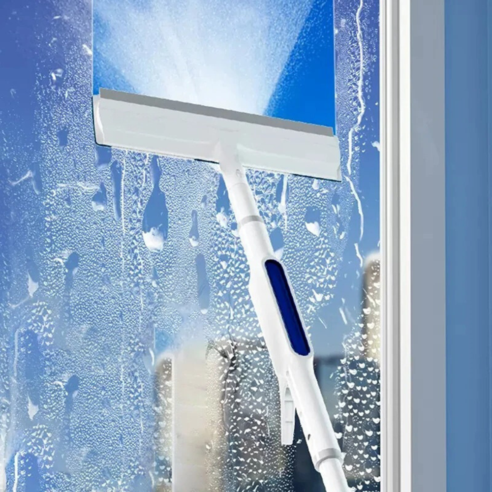 3-in-1 Rotatable Window Cleaner with Telescopic Handle - Built-in Spray, 130 cm