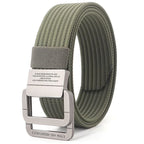 Unisex Canvas Belt with Double Metal Ring Buckle - 170 cm, Striped Pattern, view 12
