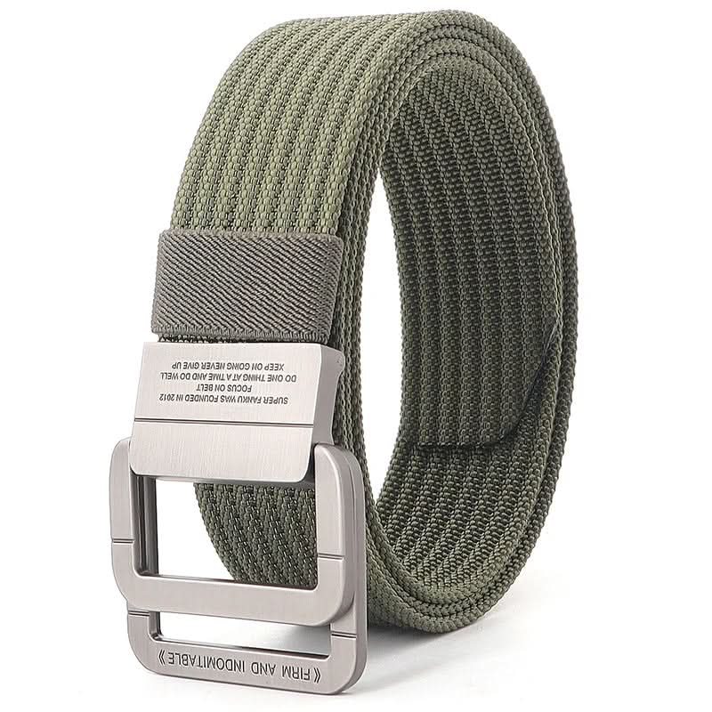 Unisex Canvas Belt with Double Metal Ring Buckle - 170 cm, Striped Pattern, view 12