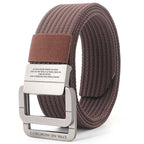 Unisex Canvas Belt with Double Metal Ring Buckle - 170 cm, Striped Pattern, view 14