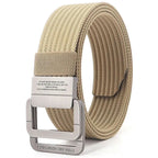Unisex Canvas Belt with Double Metal Ring Buckle - 170 cm, Striped Pattern, view 17