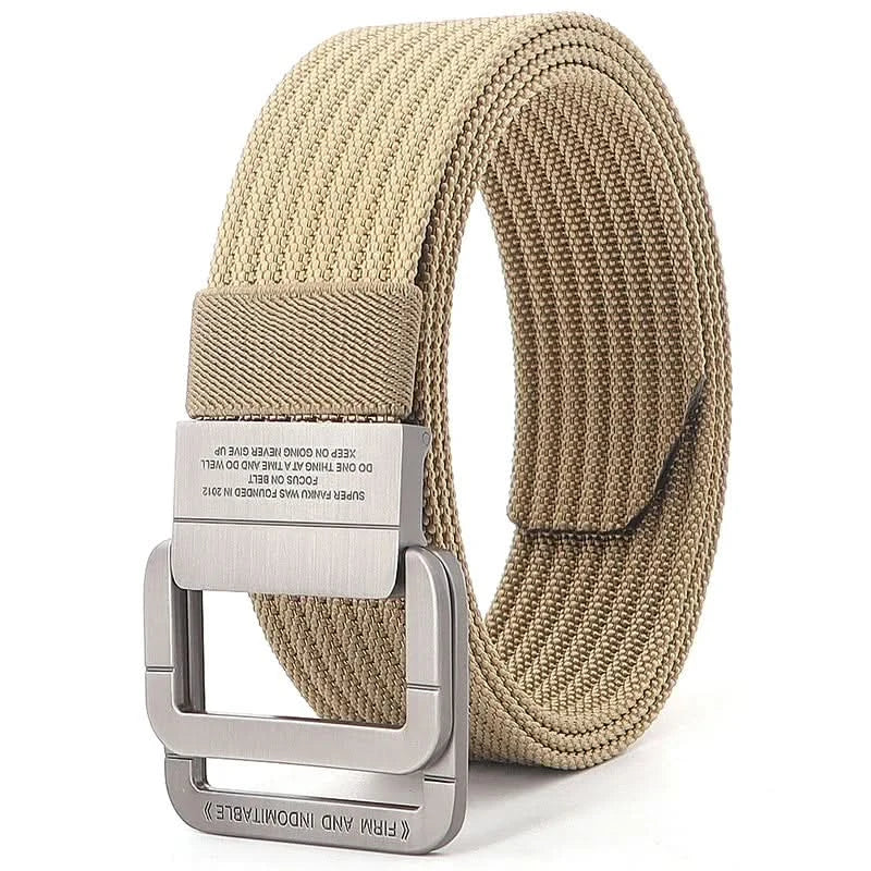 Unisex Canvas Belt with Double Metal Ring Buckle - 170 cm, Striped Pattern, view 17