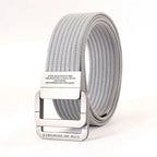 Unisex Canvas Belt with Double Metal Ring Buckle - 170 cm, Striped Pattern, view 18
