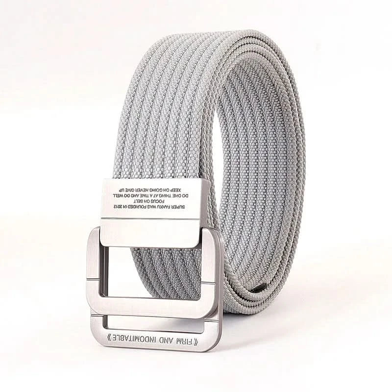 Unisex Canvas Belt with Double Metal Ring Buckle - 170 cm, Striped Pattern, view 18