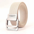 Unisex Canvas Belt with Double Metal Ring Buckle - 170 cm, Striped Pattern, view 19
