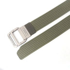 Unisex Canvas Belt with Double Metal Ring Buckle - 170 cm, Striped Pattern, view 2