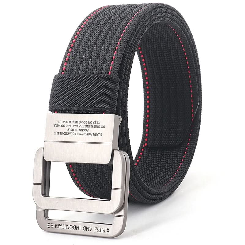 Unisex Canvas Belt with Double Metal Ring Buckle - 170 cm, Striped Pattern, view 20