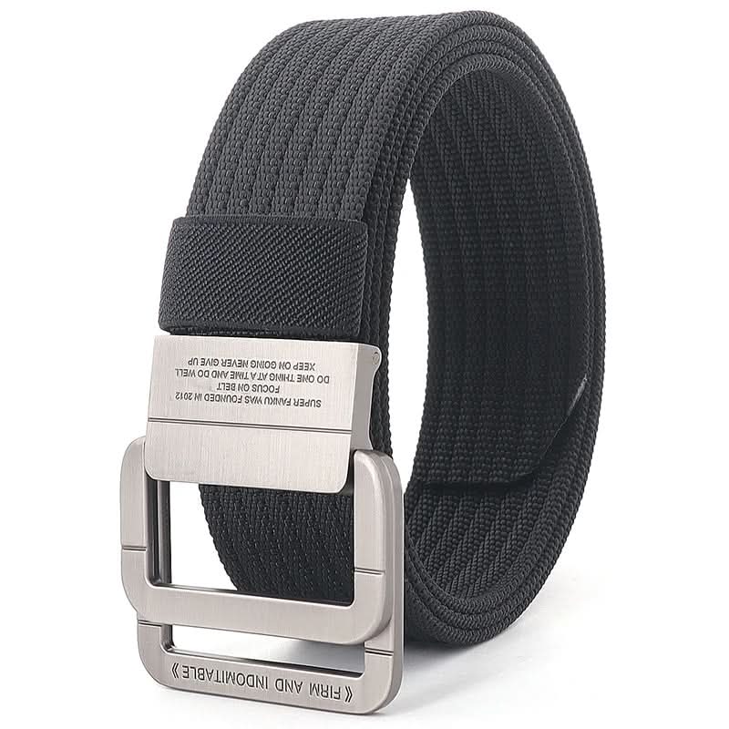 Unisex Canvas Belt with Double Metal Ring Buckle - 170 cm, Striped Pattern, view 21