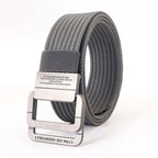 Unisex Canvas Belt with Double Metal Ring Buckle - 170 cm, Striped Pattern, view 22