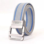 Unisex Canvas Belt with Double Metal Ring Buckle - 170 cm, Striped Pattern, view 23