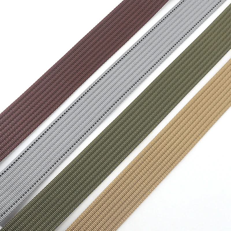 Unisex Canvas Belt with Double Metal Ring Buckle - 170 cm, Striped Pattern, view 5