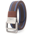 Unisex Canvas Belt with Double Metal Ring Buckle - 170 cm, Striped Pattern, view 6