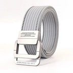 Unisex Canvas Belt with Double Metal Ring Buckle - 170 cm, Striped Pattern, view 9