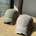 Men's Distressed Cotton Baseball Cap - Casual Style, Adjustable Fit, view 3
